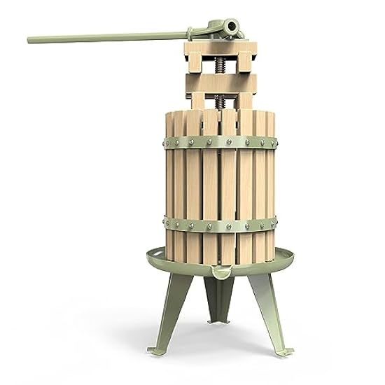 Fruit Wine Press - 100% Nature/Healthy Apple&Grape Crusher Manual Juice Maker for Kitchen, Solid Wood Basket with Blocks Cider Wine Making Press (LFGB Certified,Heavy Duty) (1.6 Gallon, Green) 792774042
