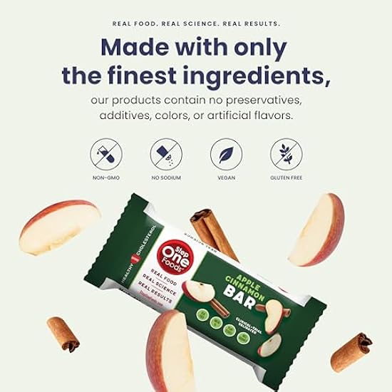 Step One Foods Apple Cinnamon Bars, Heart Healthy Snack Plant Sterols, Omega 3´s and Dietary Fiber Gluten Free Vegan Granola Bar (12 Pack) 722722392