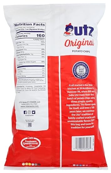 Utz Original Potato Chips, Kosher, Gluten Free, 8 Ounce (Pack of 14) 71939271