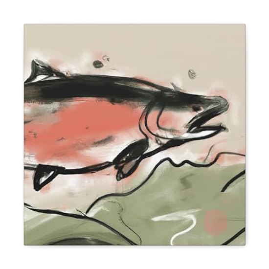 Salmon in Sunset Glow - Canvas 16″ x 16″ / Premium Gall