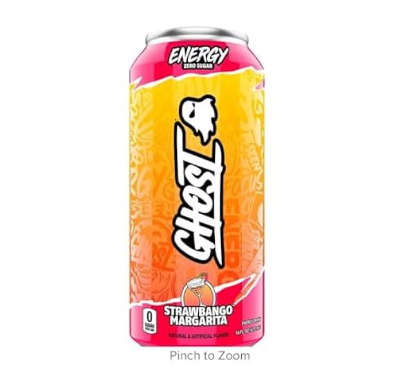 Ghost STRAWBANGO MARGARITA (Pack of 6) (Half a Case) Zero Sugar Energy Drink 16oz Cans 473ml Per Strawberry Margarita 0 Sugar 0 Fat (Includes 6 Individual Straw Marg 16oz Cans) 606430084