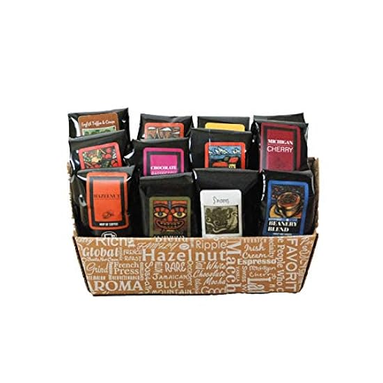 Indulgent Coffee Selection Gift Box | 100% Specialty Arabica Coffee | 12 Sample Bags of Medium Roast Ground Coffee 540151249