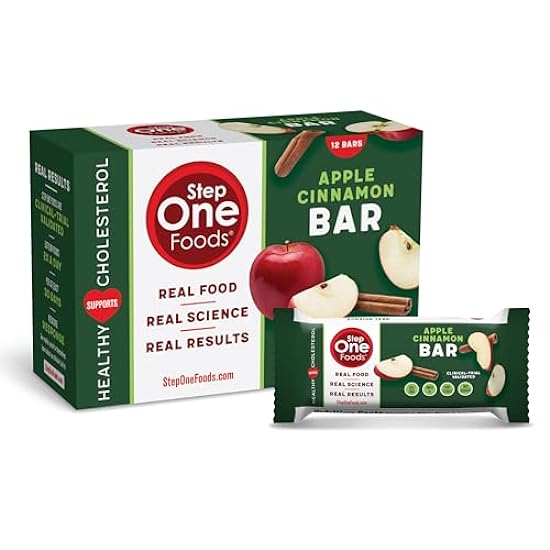 Step One Foods Apple Cinnamon Bars, Heart Healthy Snack Plant Sterols, Omega 3´s and Dietary Fiber Gluten Free Vegan Granola Bar (12 Pack) 722722392