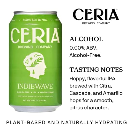 Ceria Brewing, Indiewave Alcohol-Free IPA, 12oz (12 pack) 519257103