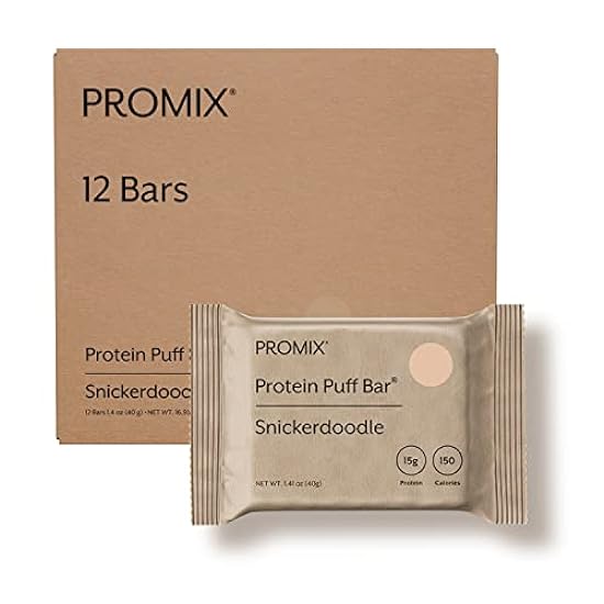 Promix Protein Puff Bars, 12-Pack - Snickerdoodle - Marshmallow Crispy Treat - Great Tasting & Healthy On The Go Snack - High Protein & Low Calorie - Non-GMO & Free From Gluten, Soy, & Corn 804068137