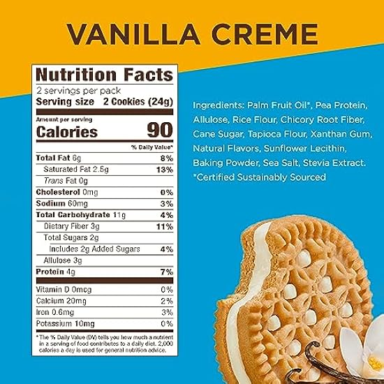 Catalina Crunch Vanilla Creme Keto Sandwich Cookies 10 - 1.7 oz Snack Packs (4 Cookies Per Pack) | Keto Snacks | Low Carb, Low Sugar | Vegan Cookies, Plant Based Protein Cookies | Keto Friendly Foods, Keto Dessert | Grab & Go 313575481