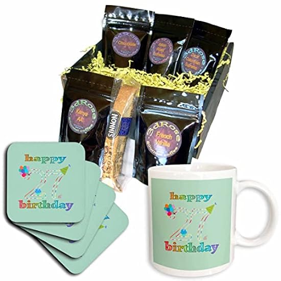 3dRose Happy 27th Birthday, Cupcake with Candle, Balloons,... - Coffee Gift Baskets (cgb_353517_1) 814229936