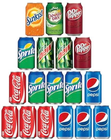 Premium Lux Beverage Care Package - (Pack of 18) Soda Variety Pack | 7 Multi Flavors Soft Drink Bundle | Assortments of Cola, Pepsi, Sprite, Mountain Dew, Dr. Pepper, Sunkist, Canada Dry Ginger Ale. 58002294