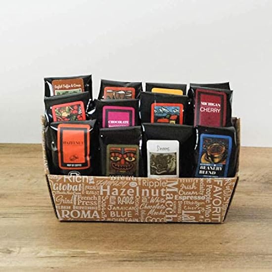 Indulgent Coffee Selection Gift Box | 100% Specialty Arabica Coffee | 12 Sample Bags of Medium Roast Ground Coffee 540151249