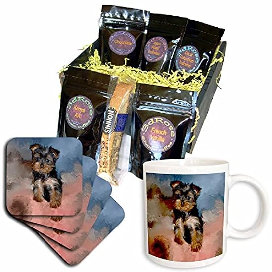 3dRose Toy Yorkie Puppy Coffee Gift Basket, Multi 66036