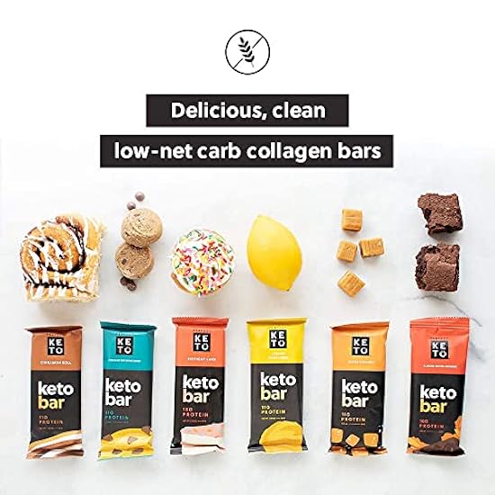 Perfect Keto Bars - The Cleanest Keto Snacks with Collagen and MCT. No Added Sugar, Keto Diet Friendly - 3g Net Carbs, 18g Fat,11g protein - Keto Diet Food Dessert (Salted Caramel, 12 Bars) 985324209