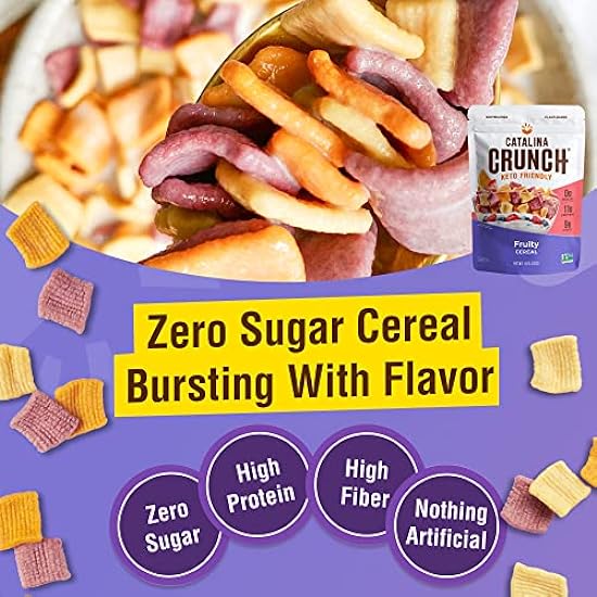 Catalina Crunch Fruity Keto Cereal 4 Pack (8oz Bags) | Low Carb, Sugar Free, Gluten Free | Keto Snacks, Vegan, Plant Based Protein | Breakfast Protein Cereals | Keto Friendly Food 654811918