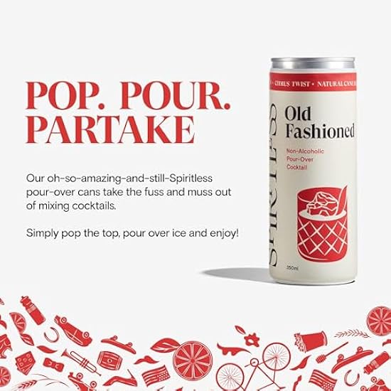 SPIRITLESS Old Fashioned | Non-Alcoholic Pour-Over Cans 5 Pack | Ready to Drink or Mocktail & Cocktail Mixer | Non-GMO & Vegan | 45 Calories | 8.45 Fl Oz Cans 35260540