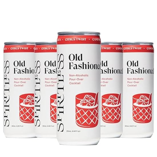 SPIRITLESS Old Fashioned | Non-Alcoholic Pour-Over Cans 5 Pack | Ready to Drink or Mocktail & Cocktail Mixer | Non-GMO & Vegan | 45 Calories | 8.45 Fl Oz Cans 35260540