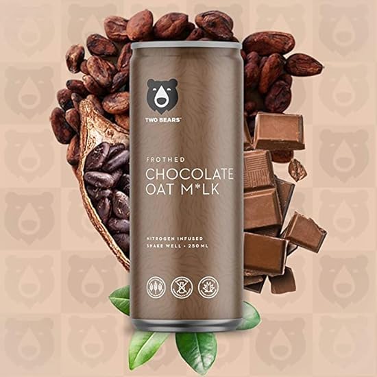 Chocolate Oat Milk Nitro Beverages - Two Bears Nitro Infused Oat Milk Chocolate Drink | Cans Best Served Cold With Ice | Vegan & Dairy Free Beverage (12-Pack, 7 oz Can) 562984100