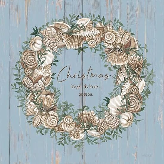 Christmas by the Sea Wreath Poster Print - Cindy Jacobs