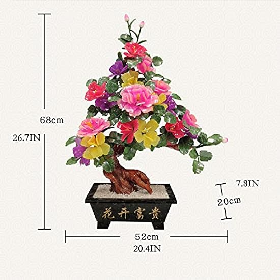 KGDC Bonsai Tree Chinese Style Jade Flower Decoration Bonsai Home Office Decor Antique Jade Carving Bonsai Flower Ornaments Good Gifts for Moms and Friends Fake Plant Decoration 810205853