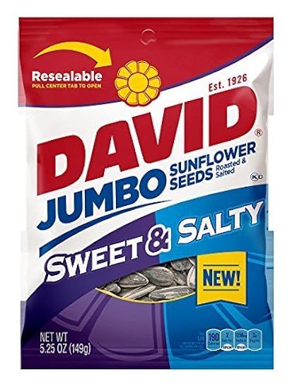 David Sunflower Seeds Jumbo Sweet & Salty - Bag 5.25 Oz