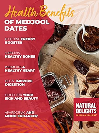 Natural Delights Medjool Dates – Large & Plump Whole Dates Medjool, Non-GMO Verified, Good Source of Fiber, Naturally Sweet Fruit Snack, Perfect for On-the-Go - Medjool Dates Whole, 11 lb Box 849088796