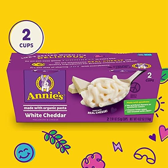 Annie´s Macaroni and Cheese, White Cheddar & Organic Pasta, Microwaveable Cups, 2 Cups, 4.02 oz. (Pack of 6) 178756951