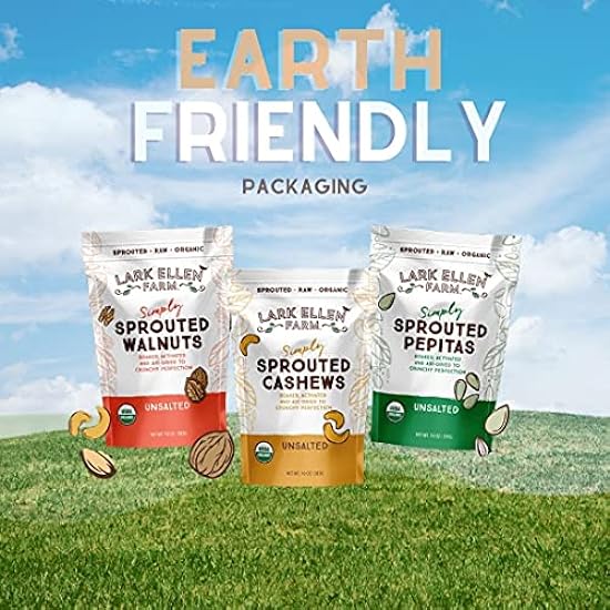 Lark Ellen Farm Whole Cashews, Unsalted Raw Sprouted Nuts, Certified USDA Organic, Gluten-Free, Vegan Snacks (10 oz, 3 pack) 554376519