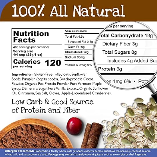 True North Granola – Chocolate Granola Cereal with Rolled Oats, Belgian Chocolate, Dried Cranberries, Gluten Free, All Natural and Non-GMO, Bulk Bag, 25 lb. 237481484