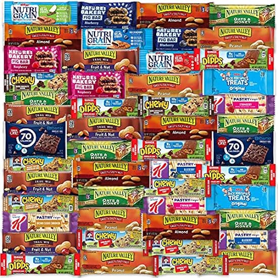 Snack Bars Variety Box Care Package - 50 Count of Healthy Snacks To Go with Snacks for Adults by Stuff Your Sack Snacks 829694954