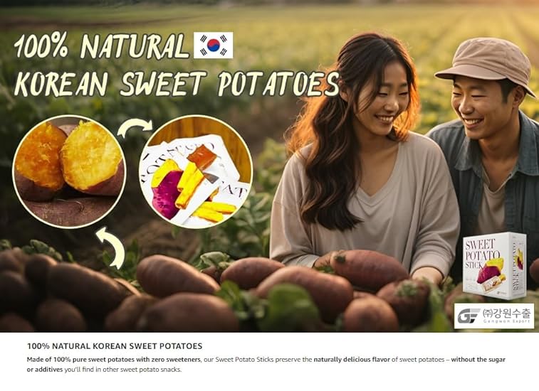 Dried Sweet Potato Snacks Individually Wrapped [25] – 100% Natural Vegan Sweet Potato Sticks – No Added Sweeteners, Gluten or GMOs – Korean Dried Sweet Potatoes Treats – Vegan Snacks by Gangwon Export 967334621